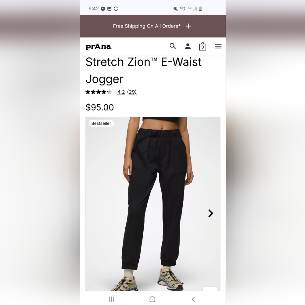 PrAna Stretch Zion E-waist Jogger hiking pant
